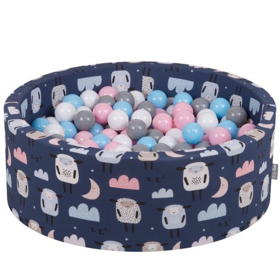 Ball Pits KiddyMoon | Kiddymoon Baby Ballpit With Balls 7Cm / 2.75In Certified, Sheep-Dblue: White/ Grey/ Babyblue/ Powderpink Sheep-Dblue:White/Grey/Babyblue/Powderpink