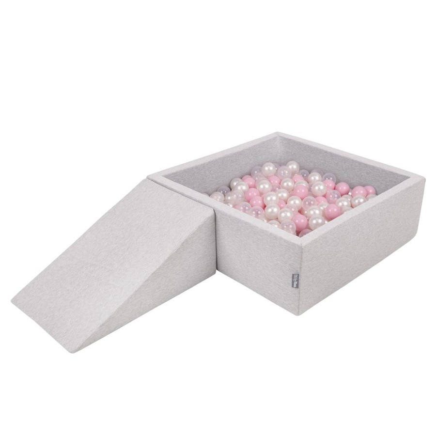 Activity Toys KiddyMoon | Kiddymoon Foam Playground For Kids With Square Ballpit And Balls, Lightgrey: Powderpink/ Pearl/ Transparent Light Grey: Light Pink / Pearl / Transparent