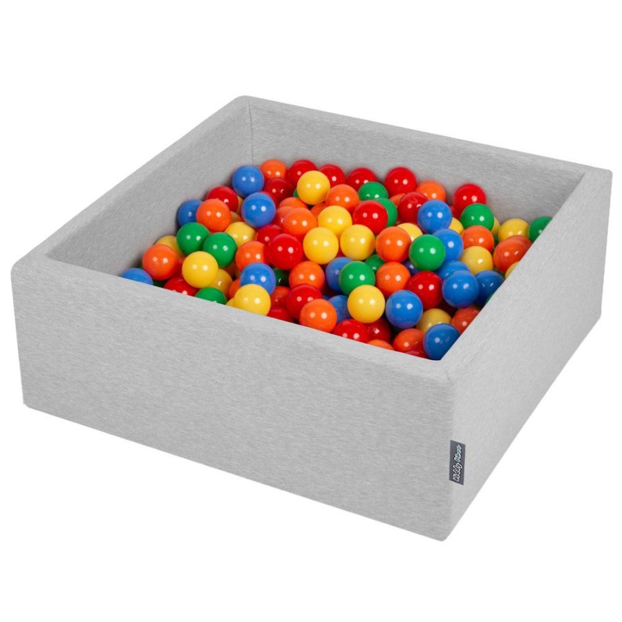 Ball Pits KiddyMoon | Kiddymoon Baby Foam Ball Pit With Balls 7Cm / 2.75In Square, Light Grey: Yellow/ Green/ Blue/ Red/ Orange Light Grey: Yellow / Green / Blue / Red / Orange