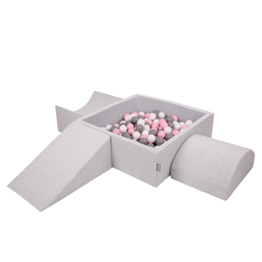 Activity Toys KiddyMoon | Kiddymoon Foam Playground For Kids With Square Ballpit And Balls, Lightgrey: White/ Grey/ Powderpink Light Grey: White / Grey / Light Pink