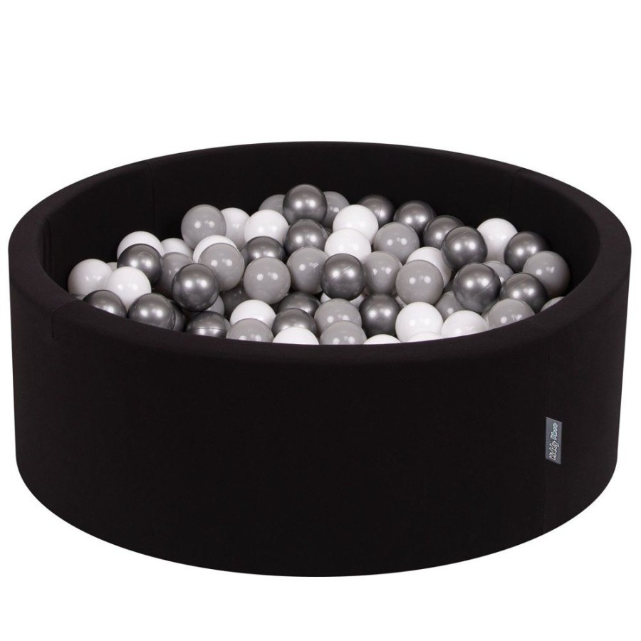 Ball Pits KiddyMoon | Kiddymoon Baby Foam Ball Pit With Balls 7Cm / 2.75In Certified Made In Eu, Black: White/ / Silver