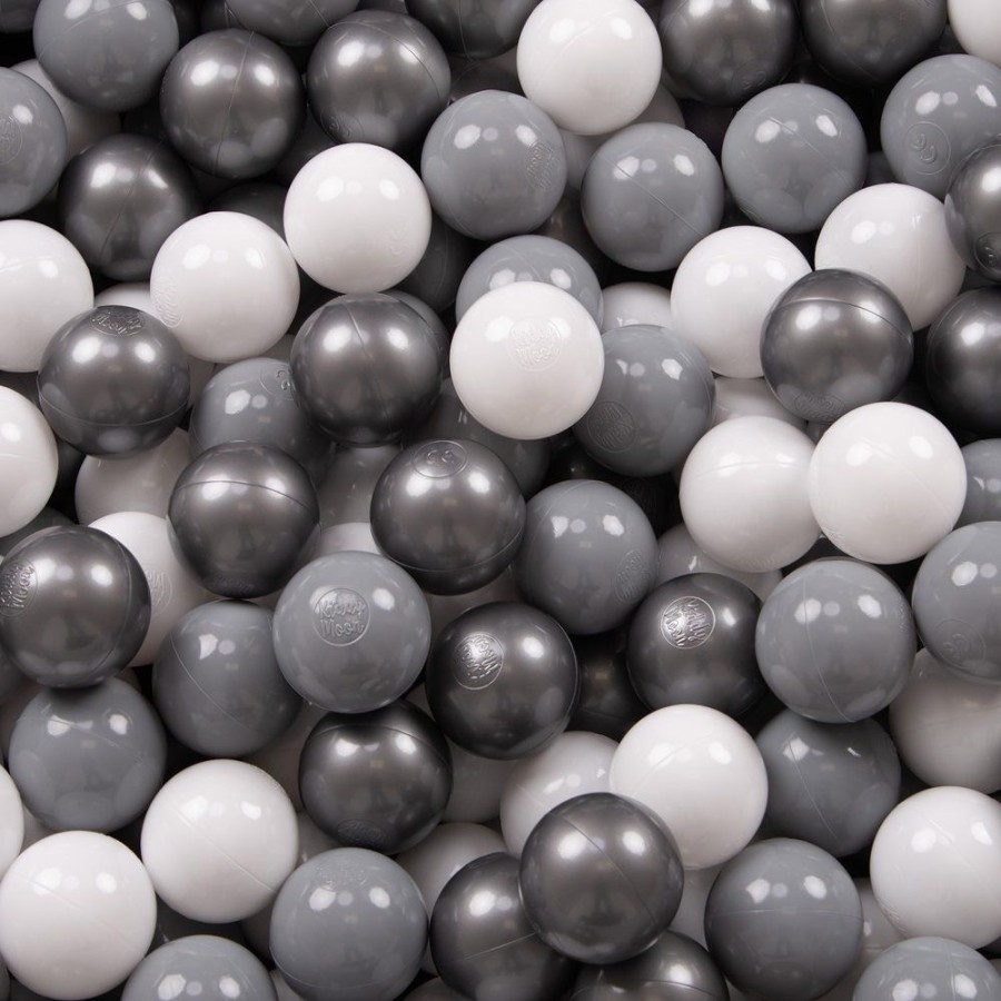 Ball Pits KiddyMoon | Kiddymoon Baby Foam Ball Pit With Balls 7Cm / 2.75In Certified Made In Eu, Black: White/ / Silver