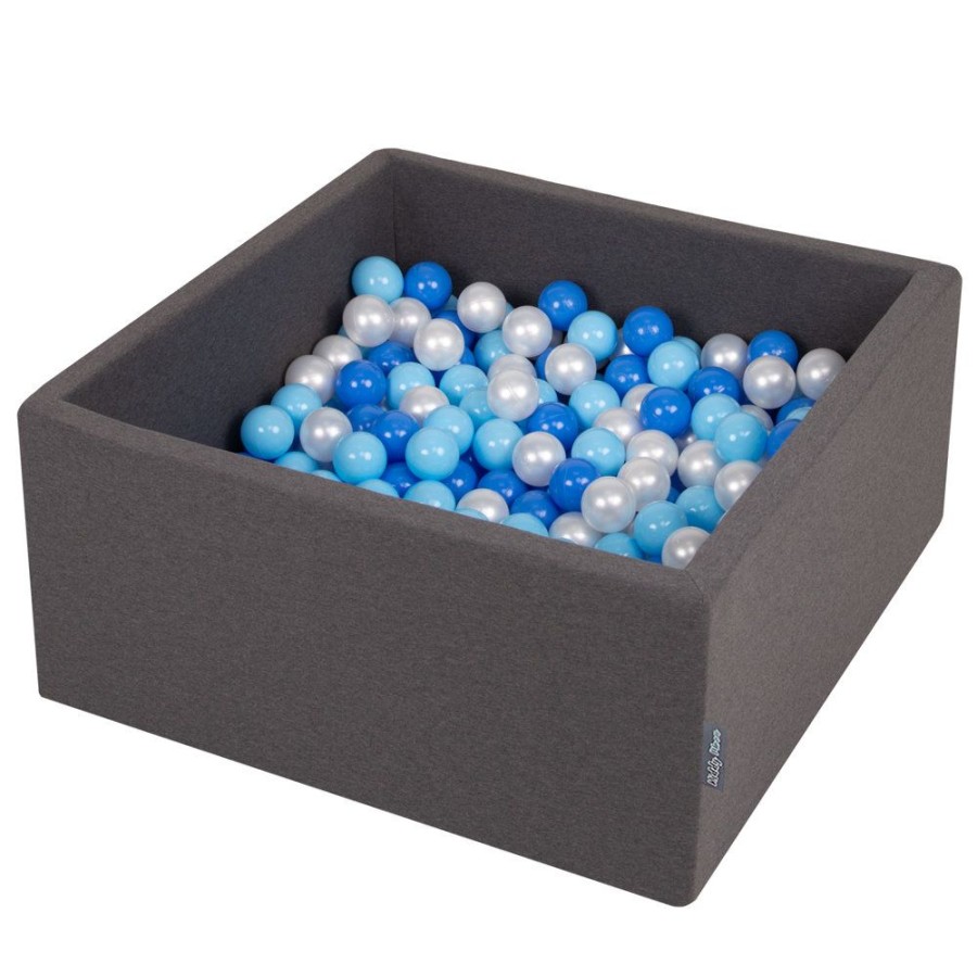 Ball Pits KiddyMoon | Kiddymoon Baby Foam Ball Pit With Balls 7Cm / 2.75In Square, Dark Grey: Baby Blue/ Blue/ Pearl Dark Grey:Baby Blue/Blue/Pearl