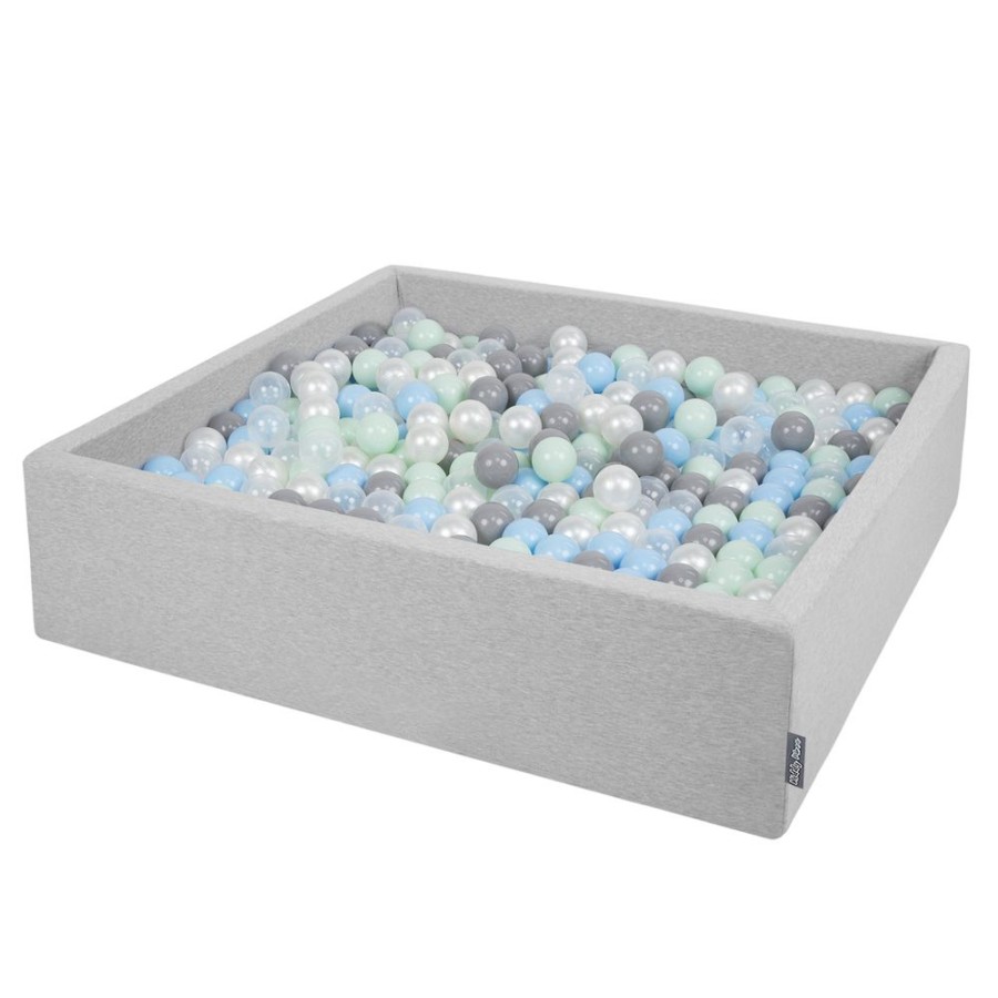 Ball Pits KiddyMoon | Kiddymoon Soft Ball Pit Square 7Cm / 2.75In For Kids, Foam Ball Pool Baby Playballs Children, Certified Made In The Eu, Light Grey: Pearl-Grey-Transparent-Babyblue-Mint Light Grey:Pearl-Grey-Transparent-Babyblue-Mint