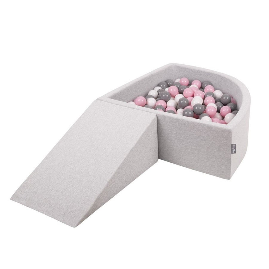 Activity Toys KiddyMoon | Kiddymoon Foam Playground For Kids With Quarter Angular Ballpit And Balls, Lightgrey: White/ Grey/ Powderpink Light Grey: White / Grey / Light Pink