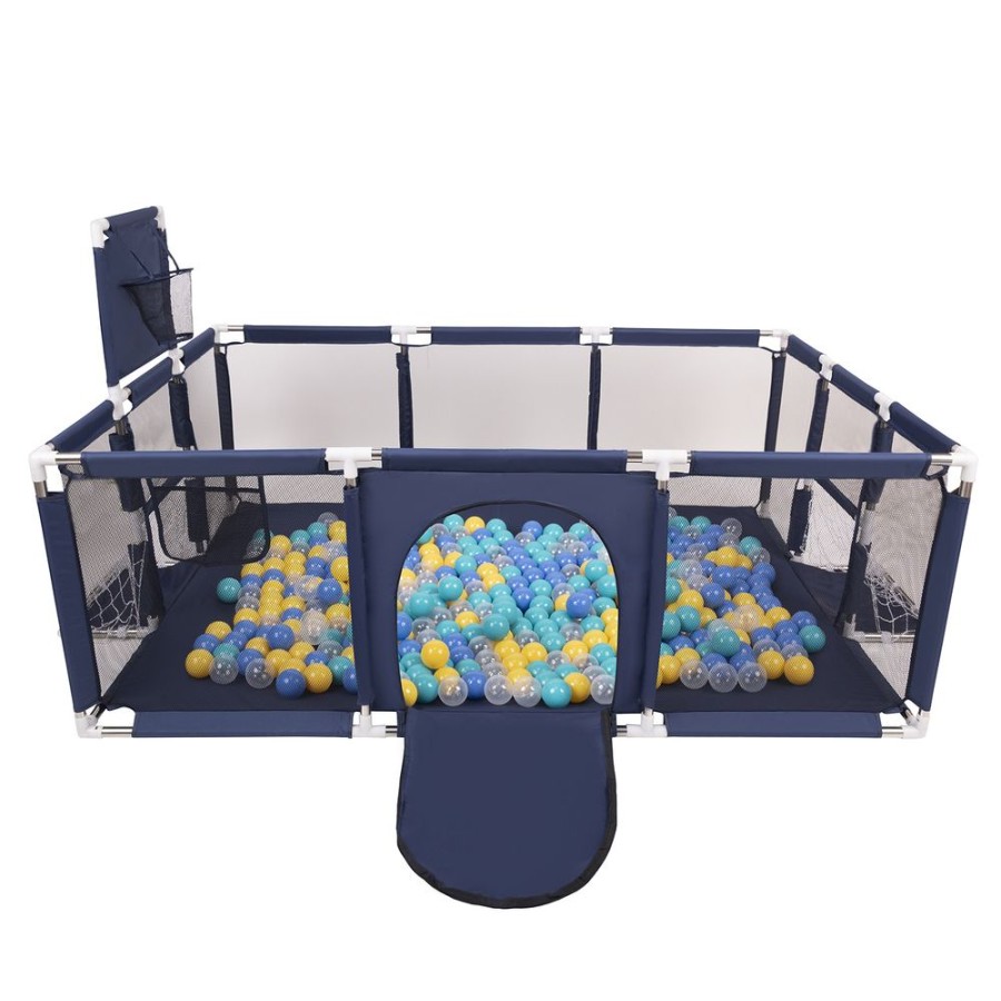 Partners KiddyMoon Partners | Baby Playpen Big Size Playground With Plastic Balls For Kids, Dark Blue: Turquoise/ Blue/ Yellow/ Transparent Dark Blue:Turquoise/Blue/Yellow/Transparent