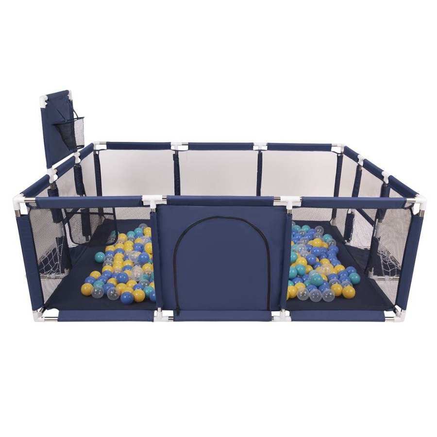 Partners KiddyMoon Partners | Baby Playpen Big Size Playground With Plastic Balls For Kids, Dark Blue: Turquoise/ Blue/ Yellow/ Transparent Dark Blue:Turquoise/Blue/Yellow/Transparent