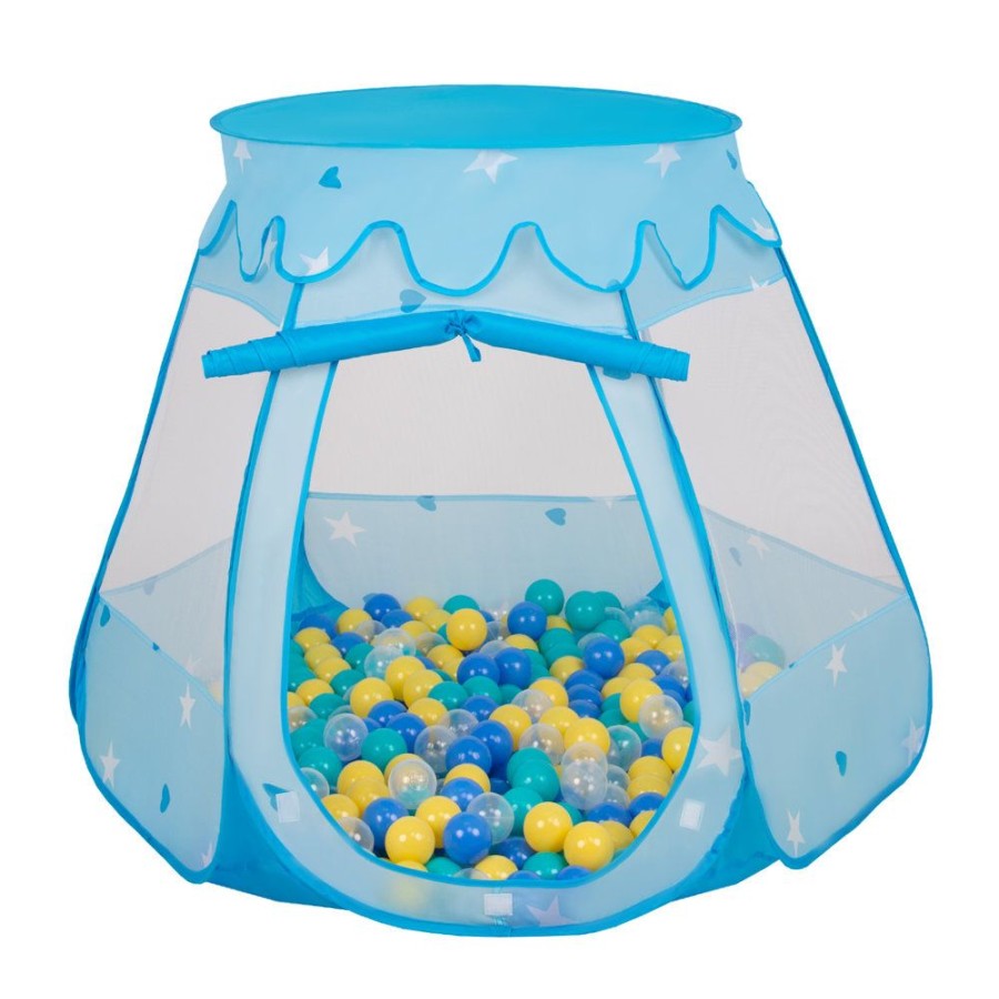 Partners KiddyMoon Partners | Play Tent Castle House Pop Up Ballpit Shell Plastic Balls For Kids, Blue: Turquoise-Blue-Yellow-Transparent Blue:Turquoise-Blue-Yellow-Transparent