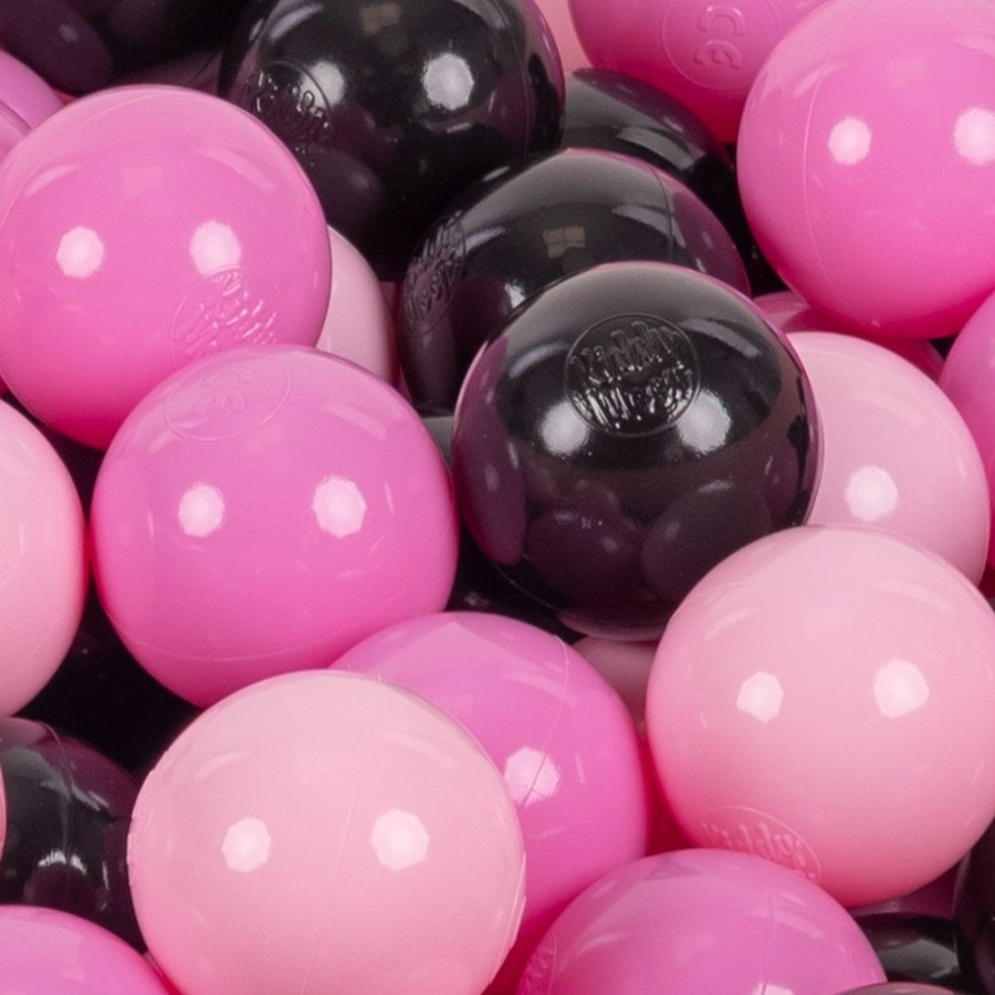 Plastic Balls KiddyMoon | Kiddymoon Soft Plastic Play Balls 7Cm/ 2.75In Multi-Colour Certified Made In Eu, Pink/ Light Pink/ Black