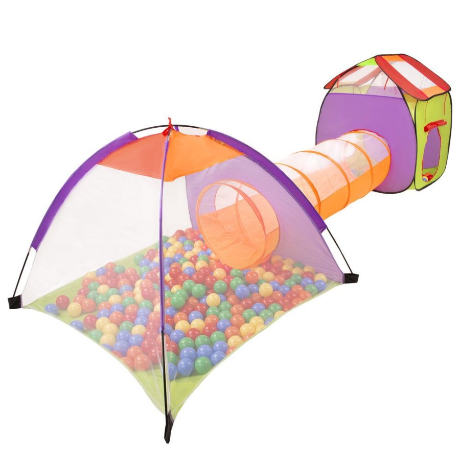 Partners KiddyMoon Partners | 3In1 Play Tent With Tunnel Playground Ball Pit With Balls For Kids, Multicolour: Yellow/ Green/ Blue/ Red/ Orange Multicolour:Yellow/Green/Blue/Red/Orange