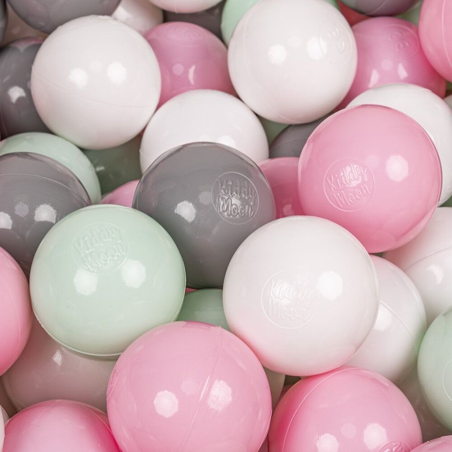 Plastic Balls KiddyMoon | Kiddymoon Soft Plastic Play Balls 6Cm / 2.36 Multi Colour Made In Eu, White/ Grey/ Mint/ Light Pink