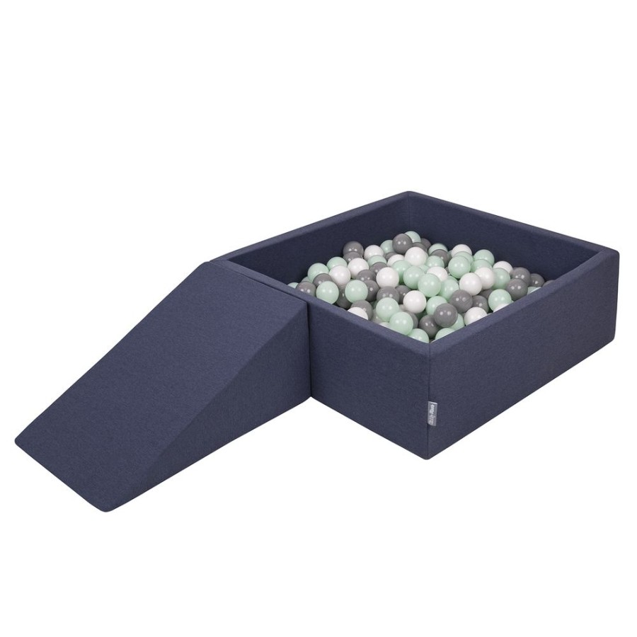 Activity Toys KiddyMoon | Kiddymoon Foam Playground For Kids With Square Ballpit And Balls, Darkblue: White/ Grey/ Mint Dark Blue: White / Grey / Mint