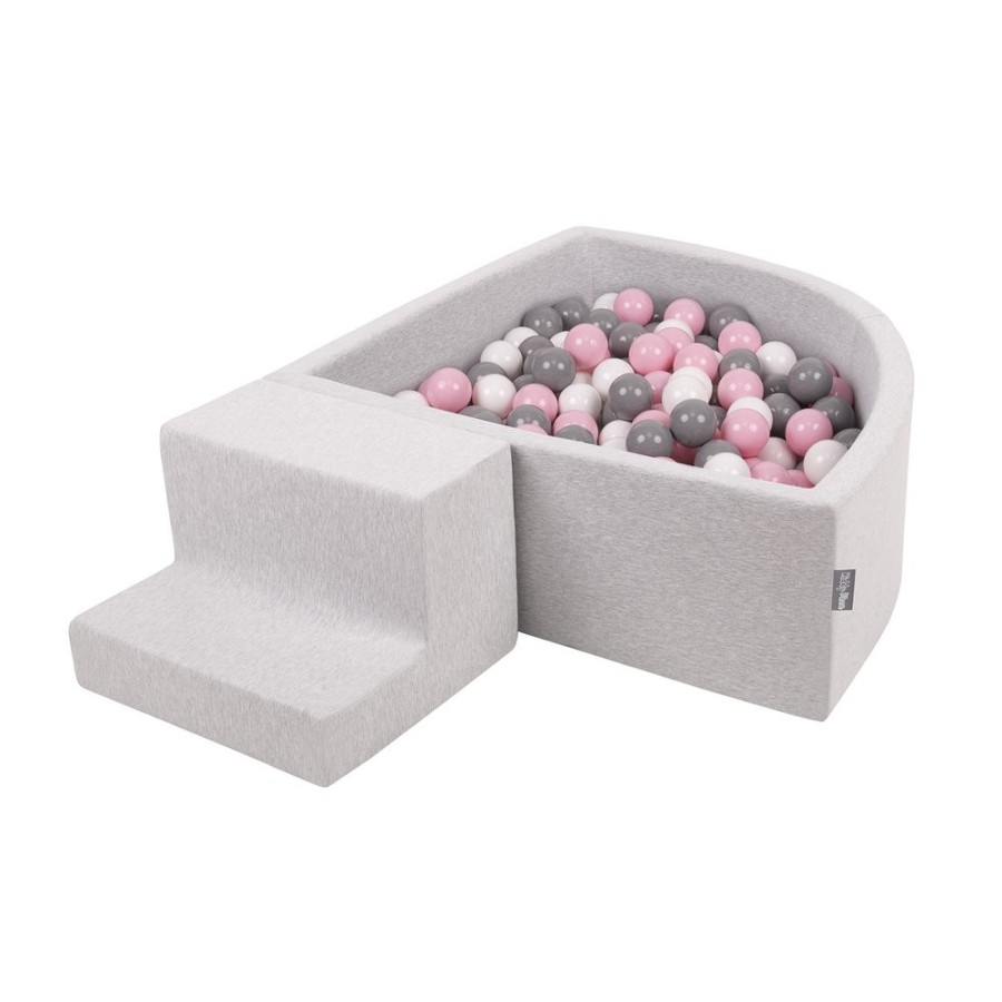 Activity Toys KiddyMoon | Kiddymoon Foam Playground For Kids With Quarter Angular Ballpit And Balls, Lightgrey: White/ Grey/ Powderpink Light Grey: White / Grey / Light Pink