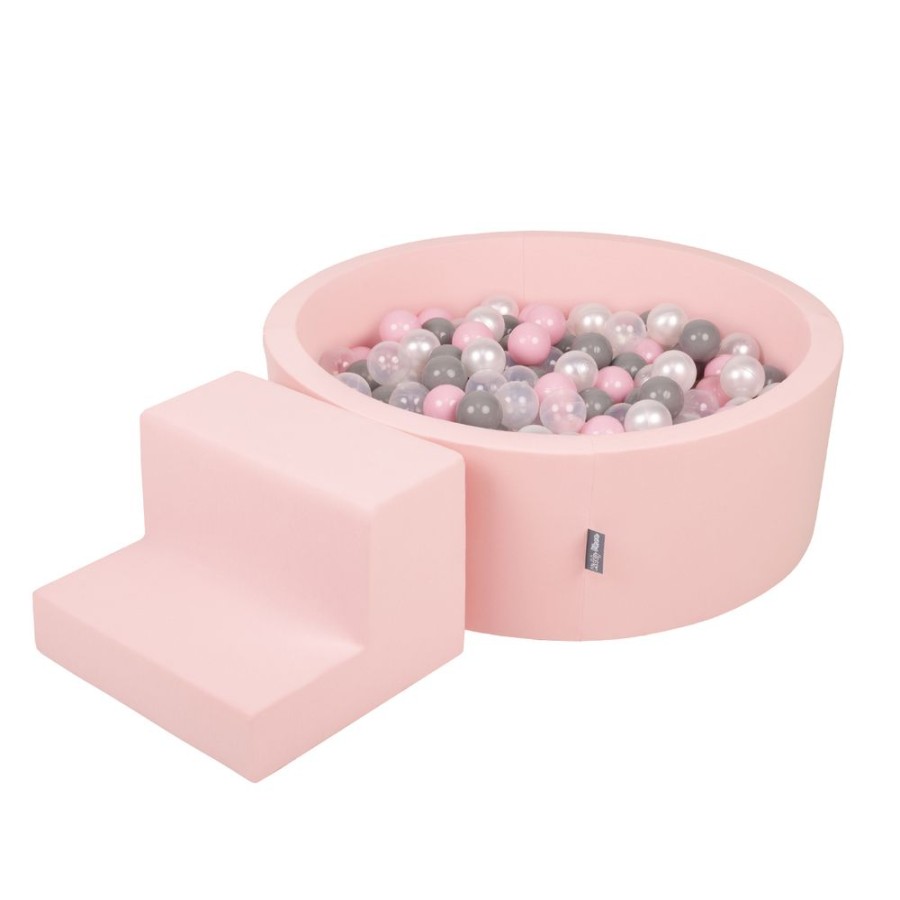 Playgrounds KiddyMoon | Kiddymoon Foam Playground For Kids With Round Ballpit (200 Balls 7Cm/ 2.75In) Soft Obstacles Course And Ball Pool, Certified Made In The Eu, Pink: Pearl/ Grey/ Transparent/ Powder Pink Pink:Pearl/Grey/Transparent/Powder Pink