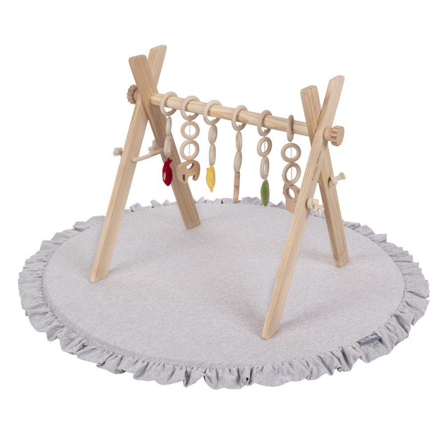 Activity Toys KiddyMoon | Kiddymoon Wooden Baby Gym For Newborns With Play Mat Bt-001, Natural With Light Grey Play Mat