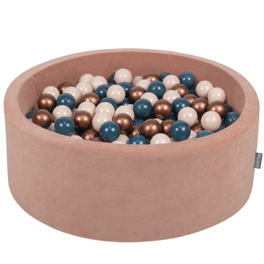 Ball Pits KiddyMoon | Kiddymoon Soft Ball Pit Round 7Cm / 2.75In For Kids, Foam Velvet Ball Pool Baby Playballs, Made In The Eu, Desert Pink: Dark Turquoise/ Pastel Beige/ Copper Desert Pink:Dark Turquoise/Pastel Beige/Copper