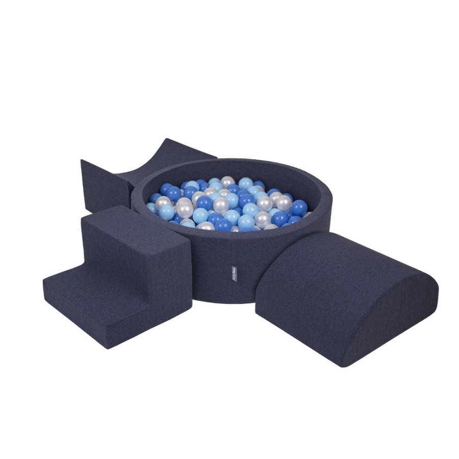 Playgrounds KiddyMoon | Kiddymoon Foam Playground For Kids With Round Ballpit ( 7Cm/ 2.75In) Soft Obstacles Course And Ball Pool, Certified Made In The Eu, Darkblue: Babyblue/ Blue/ Pearl Darkblue:Babyblue/Blue/Pearl