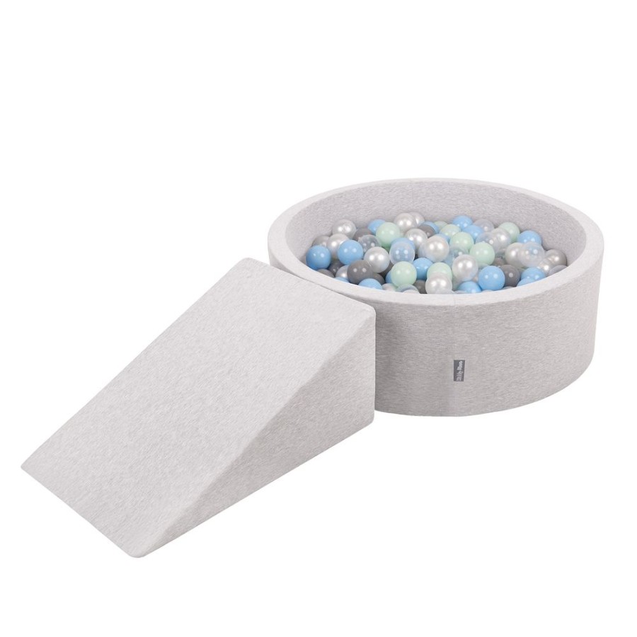 Playgrounds KiddyMoon | Kiddymoon Foam Playground For Kids With Round Ballpit ( 7Cm/ 2.75In) Soft Obstacles Course And Ball Pool, Certified Made In The Eu, Lightgrey: Pearl/ Grey/ Transparent/ Babyblue/ Mint Light Grey: Pearl / Grey / Transparent / Baby Blue / Mint