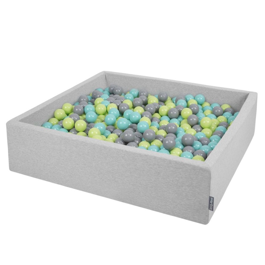 Ball Pits KiddyMoon | Kiddymoon Soft Ball Pit Square 7Cm / 2.75In For Kids, Foam Ball Pool Baby Playballs Children, Certified Made In The Eu, Light Grey: Light Green-Light Turquoise-Grey Light Grey:Light Green-Light Turquoise-Grey