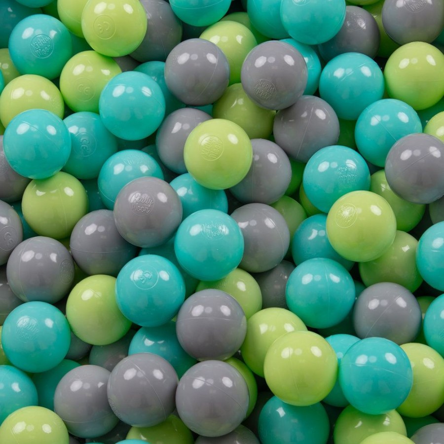 Ball Pits KiddyMoon | Kiddymoon Soft Ball Pit Square 7Cm / 2.75In For Kids, Foam Ball Pool Baby Playballs Children, Certified Made In The Eu, Light Grey: Light Green-Light Turquoise-Grey Light Grey:Light Green-Light Turquoise-Grey