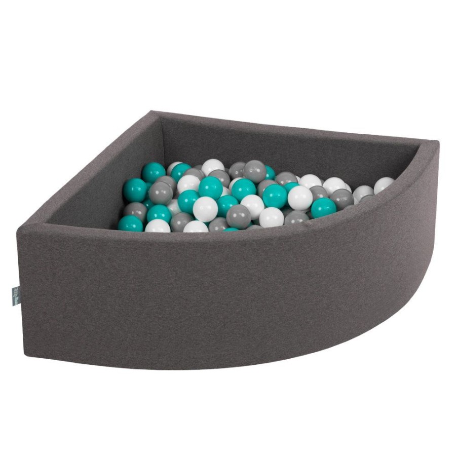 Ball Pits KiddyMoon | Kiddymoon Soft Ball Pit Quarter Angular 7Cm / 2.75In For Kids, Foam Ball Pool Baby Playballs, Made In The Eu, Dark Grey: Grey/ White/ Turquoise Dark Grey:Grey/White/Turquoise