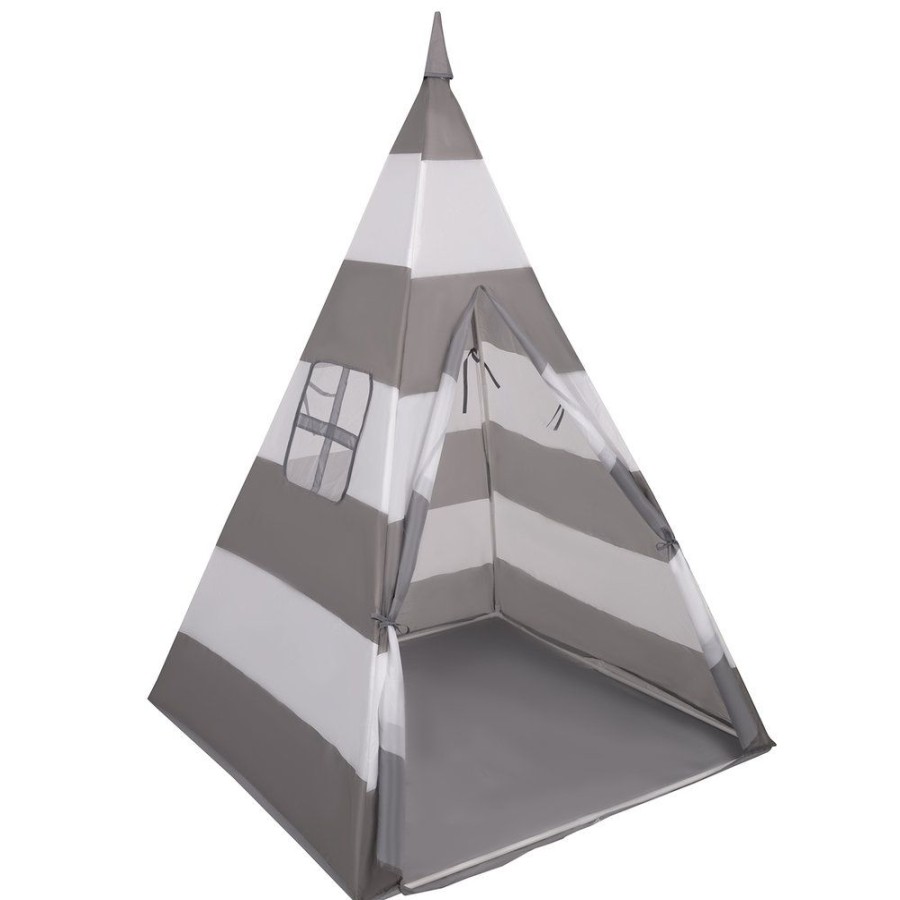 Partners KiddyMoon Partners | Teepee Tent For Kids Play House Indoor Outdoor Tipi, Grey And White Stripes