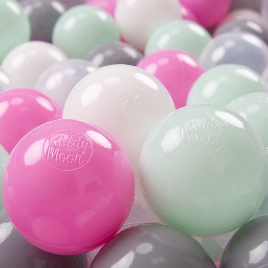 Plastic Balls KiddyMoon | Kiddymoon Soft Plastic Play Balls 7Cm/ 2.75In Multi-Colour Certified Made In Eu, Transparent/ Grey/ White/ Pink/ Mint Transparent/Grey/White/Pink/Mint