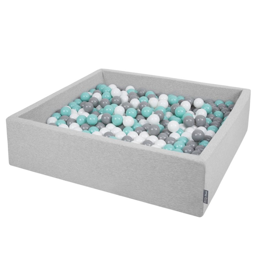 Ball Pits KiddyMoon | Kiddymoon Soft Ball Pit Square 7Cm / 2.75In For Kids, Foam Ball Pool Baby Playballs Children, Certified Made In The Eu, Light Grey: White-Grey-Light Turquoise Light Grey:White-Grey-Light Turquoise