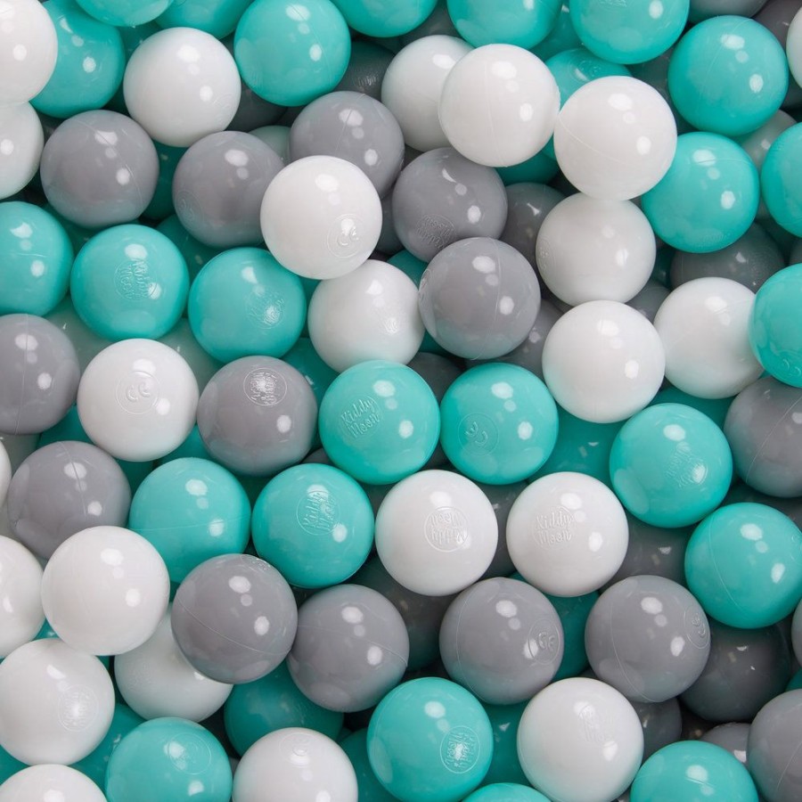 Ball Pits KiddyMoon | Kiddymoon Soft Ball Pit Square 7Cm / 2.75In For Kids, Foam Ball Pool Baby Playballs Children, Certified Made In The Eu, Light Grey: White-Grey-Light Turquoise Light Grey:White-Grey-Light Turquoise