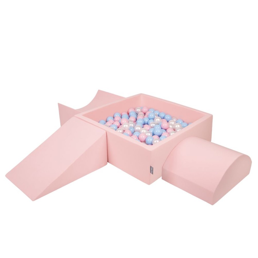 Activity Toys KiddyMoon | Kiddymoon Foam Playground For Kids With Square Ballpit And Balls, Pink: Babyblue/ Powder Pink/ Pearl Pink:Babyblue/Powder Pink/Pearl