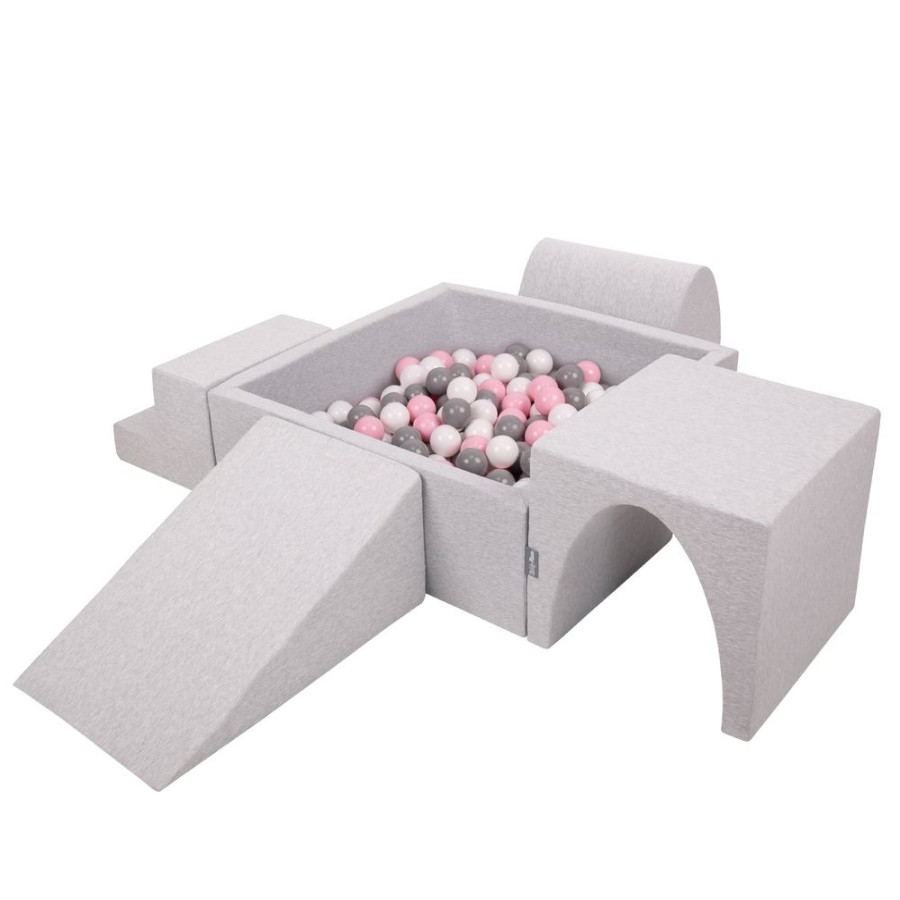 Activity Toys KiddyMoon | Kiddymoon Foam Playground For Kids With Square Ballpit And Balls, Lightgrey: White/ Grey/ Powderpink Light Grey: White / Grey / Light Pink