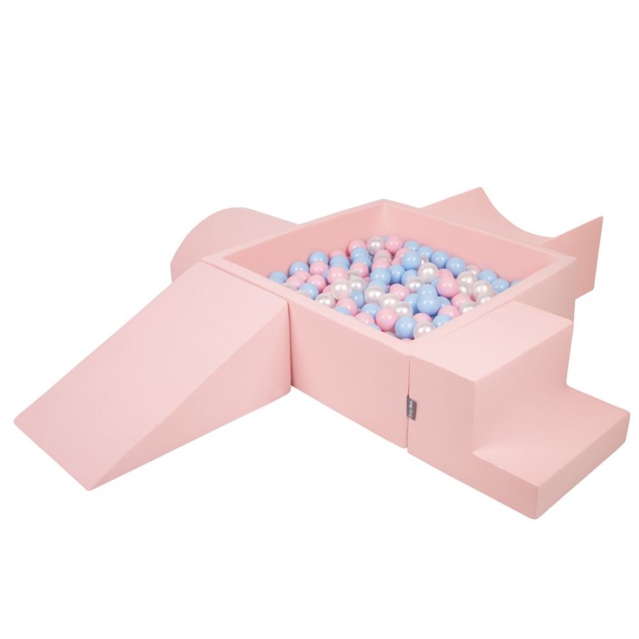 Activity Toys KiddyMoon | Kiddymoon Foam Playground For Kids With Square Ballpit And Balls, Pink: Babyblue/ Powder Pink/ Pearl