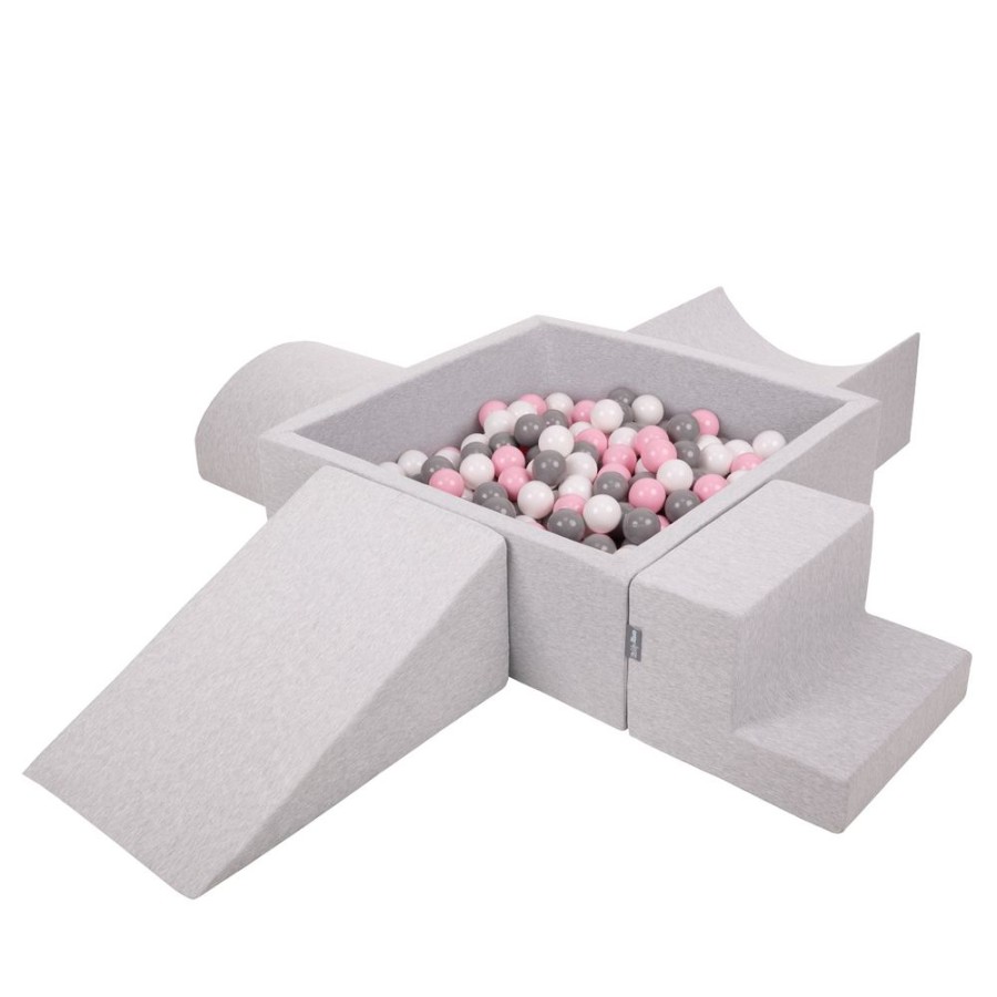 Activity Toys KiddyMoon | Kiddymoon Foam Playground For Kids With Square Ballpit, Lightgrey: White/ Grey/ Powderpink Light Grey: White / Grey / Light Pink