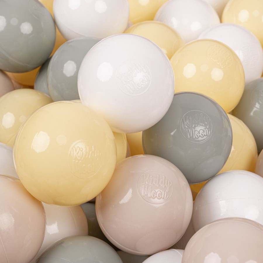 Plastic Balls KiddyMoon | Kiddymoon Soft Plastic Play Balls 7Cm/ 2.75In Multi-Colour Certified Made In Eu, Pastel Beige/ Greengrey/ Pastel Yellow/ White Pastel Beige/Greengrey/Pastel Yellow/White