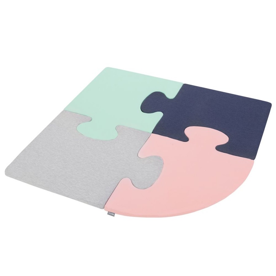 Nursery Room KiddyMoon | Kiddymoon Soft Foam Puzzle Set For Children 4Pcs, Pink/Mint/Light Grey/Dark Blue