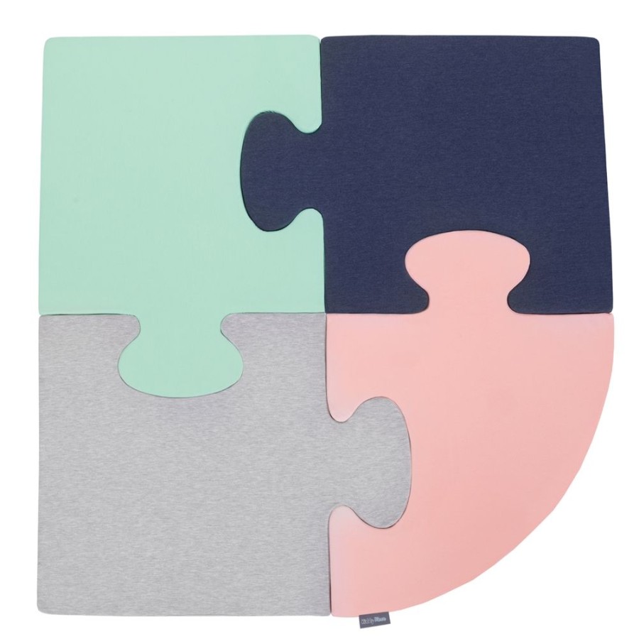 Nursery Room KiddyMoon | Kiddymoon Soft Foam Puzzle Set For Children 4Pcs, Pink/Mint/Light Grey/Dark Blue