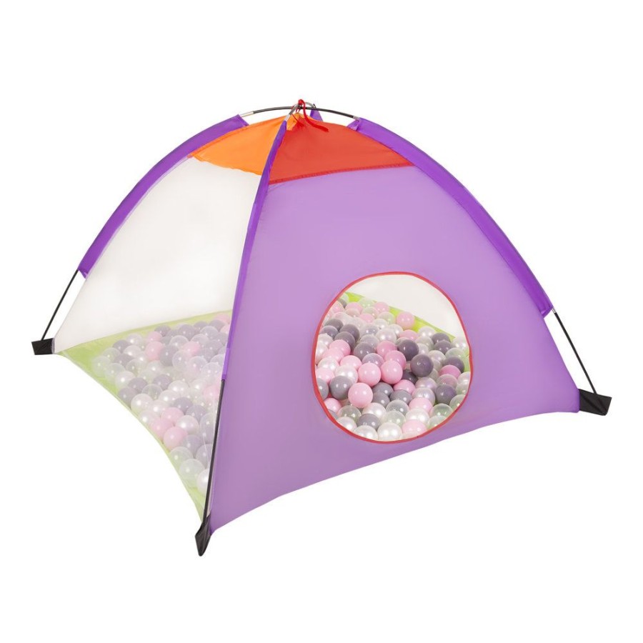 Partners KiddyMoon Partners | 3In1 Play Tent With Tunnel Playground Ball Pit With Balls For Kids, Multicolour: Pearl/ Grey/ Transparent/ Powder Pink Multicolour:Pearl/Grey/Transparent/Powder Pink