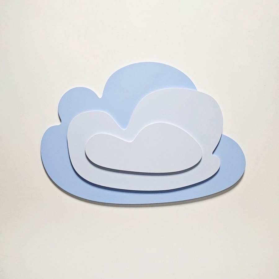 Nursery Room KiddyMoon | Kiddymoon Wall Decor Kids Room Nursery Wood Mdf Multiple Shapes 3D, Cloud: Blue/ Grey