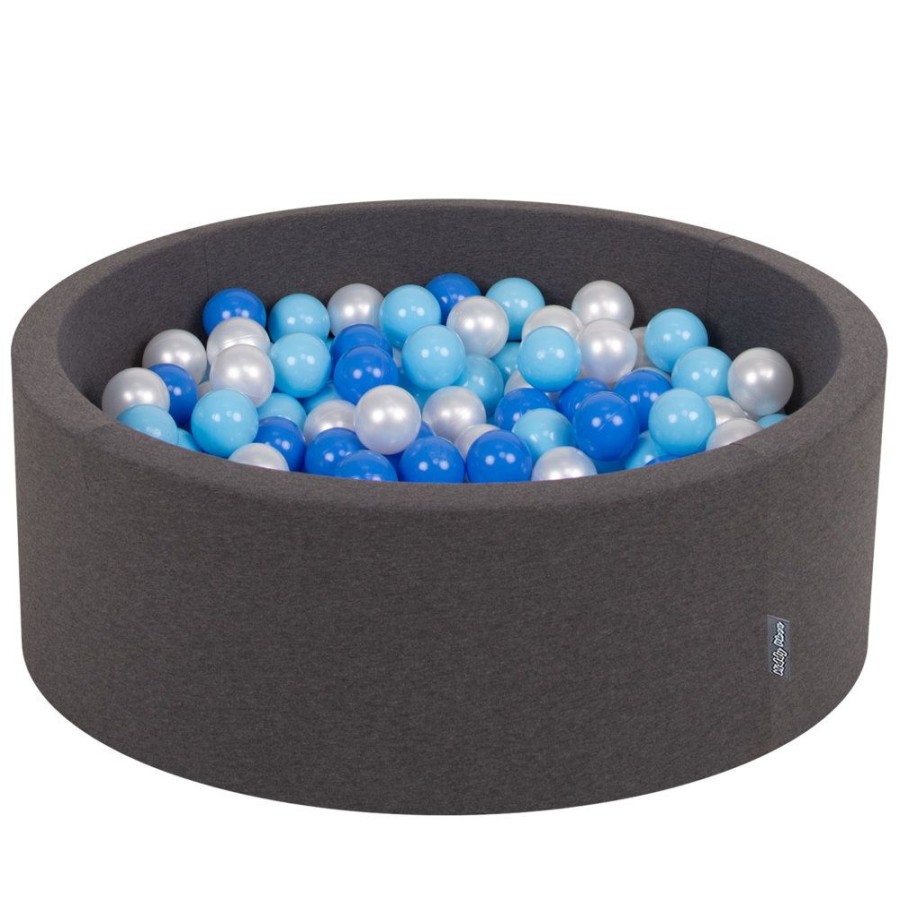 Ball Pits KiddyMoon | Kiddymoon Baby Foam Ball Pit With Balls 7Cm / 2.75In Certified Made In Eu, Dark Grey: Baby Blue/ Blue/ Pearl Dark Grey: Baby Blue/Blue/Pearl