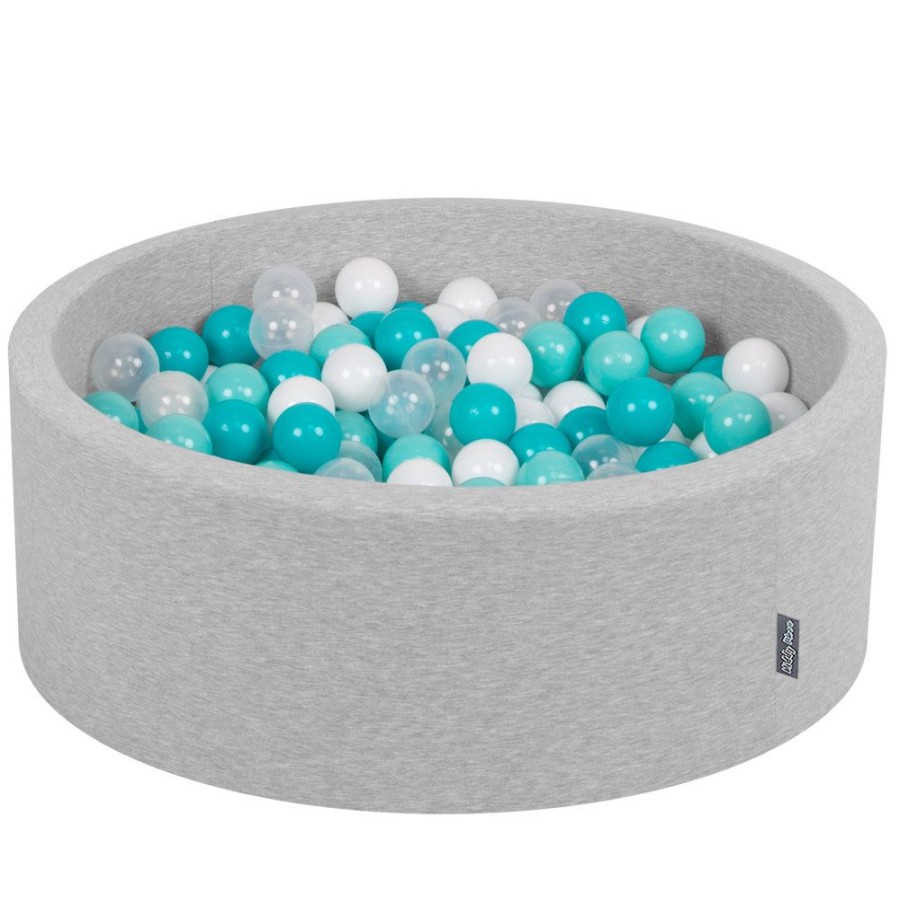 Ball Pits KiddyMoon | Kiddymoon Baby Foam Ball Pit With Balls 7Cm / 2.75In Certified Made In Eu, Light Grey: Lt Turquoise/ White/ Transparent/ Turquois Light Grey:Lt Turquoise/White/Transparent/Turquois