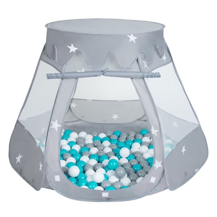 Partners KiddyMoon Partners | Play Tent Castle House Pop Up Ballpit Shell Plastic Balls For Kids, Grey: Grey-White-Turquoise Grey: Grey / White / Turquoise