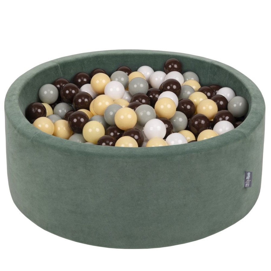 Ball Pits KiddyMoon | Kiddymoon Soft Ball Pit Round 7Cm / 2.75In For Kids, Foam Velvet Ball Pool Baby Playballs, Made In The Eu, Forest Green: Greengrey/ Pastel Yellow/ Brown/ White Forest Green:Greengrey/Pastel Yellow/Brown/White