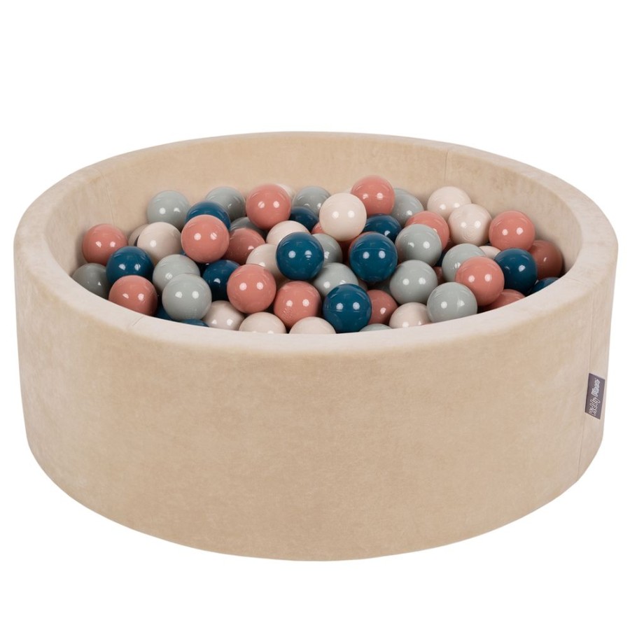 Ball Pits KiddyMoon | Kiddymoon Soft Ball Pit Round 7Cm / 2.75In For Kids, Foam Velvet Ball Pool Baby Playballs, Sand Beige: Dark Turquoise/ Pastel Beige/ Greengrey/ Salmon Pink