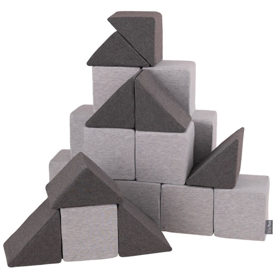 Activity Toys KiddyMoon | Kiddymoon Soft Foam Cubes Building Blocks For Kids, Mix: Light Grey-Dark Grey