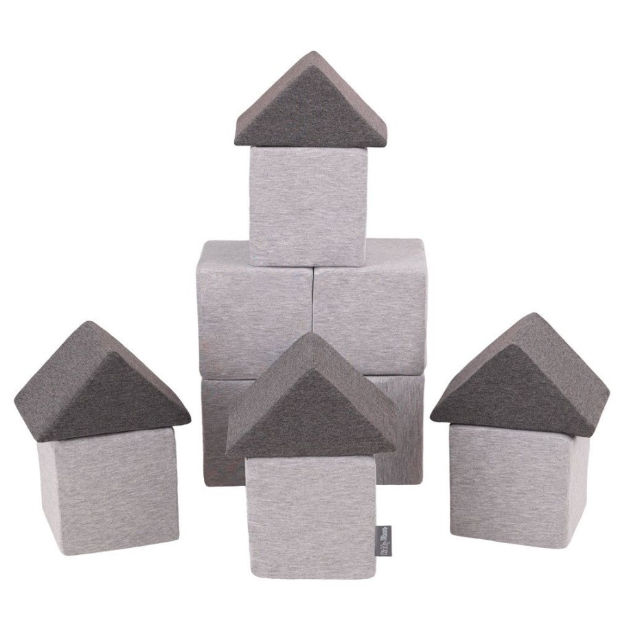 Activity Toys KiddyMoon | Kiddymoon Soft Foam Cubes Building Blocks For Kids, Mix: Light Grey-Dark Grey