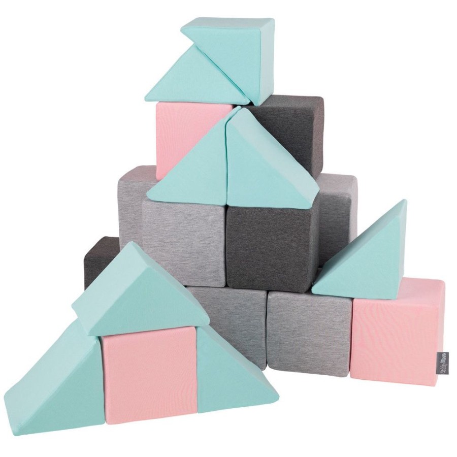 Activity Toys KiddyMoon | Kiddymoon Soft Foam Cubes Building Blocks For Kids, Mix: Light Grey-Dark Grey-Pink-Mint Mix: Light Grey / Dark Grey / Pink / Mint