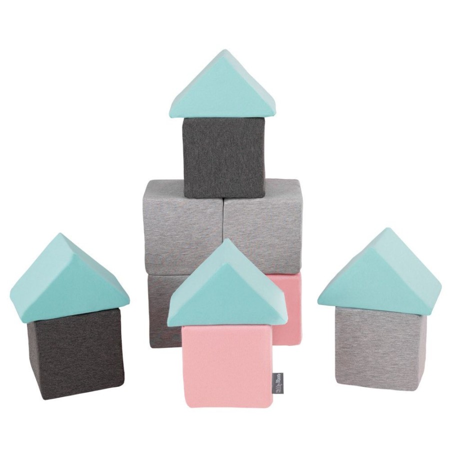 Activity Toys KiddyMoon | Kiddymoon Soft Foam Cubes Building Blocks For Kids, Mix: Light Grey-Dark Grey-Pink-Mint Mix: Light Grey / Dark Grey / Pink / Mint