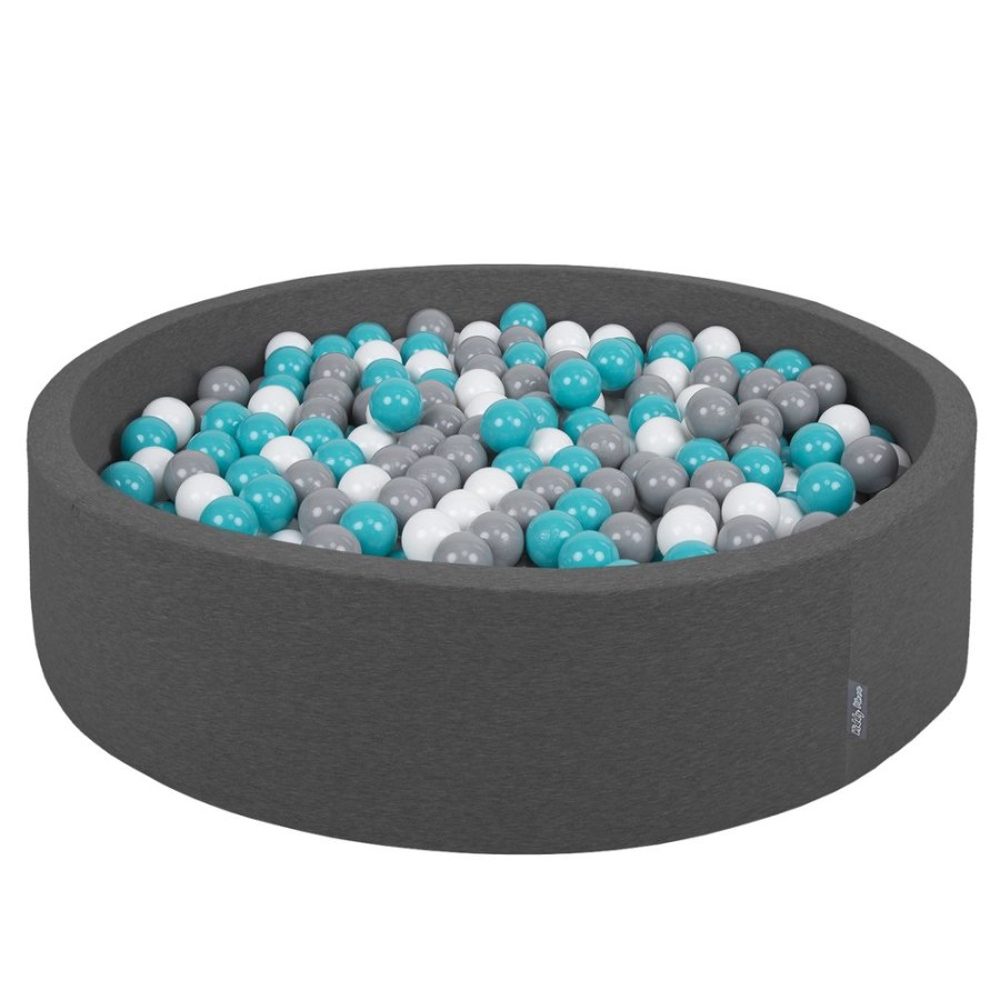 Ball Pits KiddyMoon | Kiddymoon Soft Ball Pit Round 7Cm / 2.75In For Kids, Foam Ball Pool Baby Playballs Children, Certified Made In The Eu, : Grey-White-Turquoise