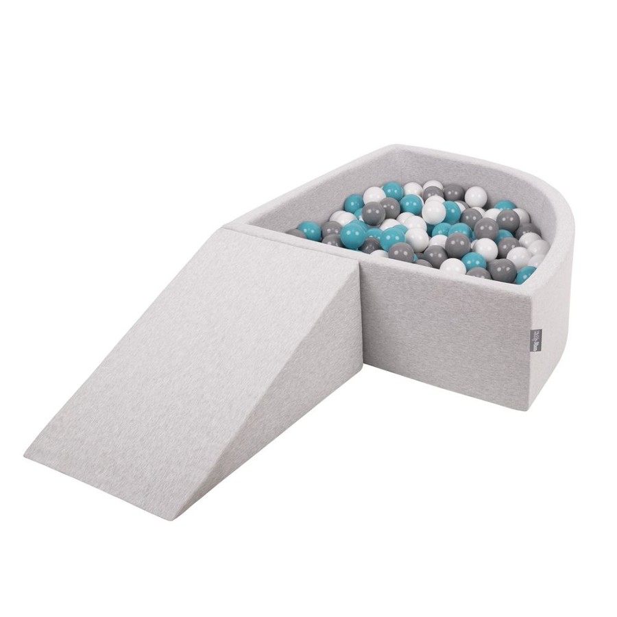 Activity Toys KiddyMoon | Kiddymoon Foam Playground For Kids With Quarter Angular Ballpit And Balls, Lightgrey: Grey/ White/ Turquoise Light Grey: Grey / White / Turquoise