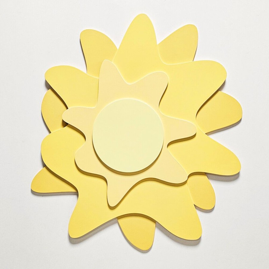 Nursery Room KiddyMoon | Kiddymoon Wall Decor Kids Room Nursery Wood Mdf Multiple Shapes 3D, Sun: Yellow